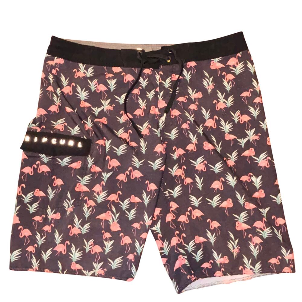 Rip Curl Searchers Layday Boardshorts Mens 34 Black Flamingo AOP Surf Beach